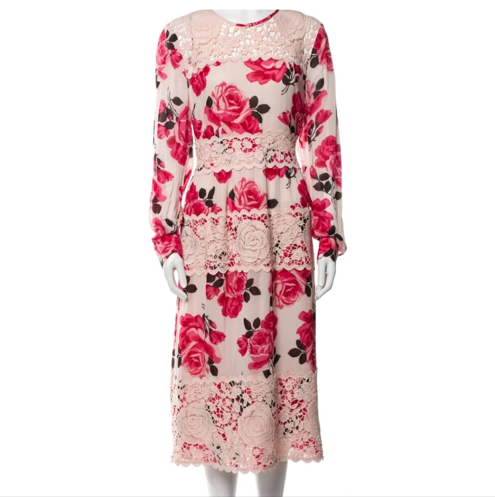 Kate Spade Lace Embellished Rose 🌹 Print Dress Size 14